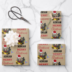 Kerst vorkheftruck Kraft Inpakpapier Vel