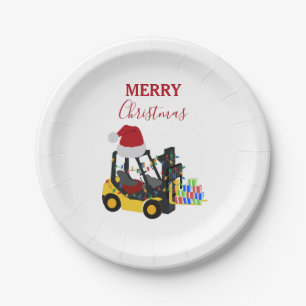 Kerst vorkheftruck papieren bordje