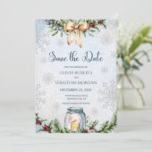 Kerst Vorst Sneeuw Winter Bruiloft Save The Date (Staand voorkant)