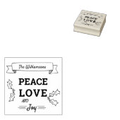 Kerst Vrede Liefde en Vreugde Gepersonaliseerd Rubberstempel (Gestempeld)