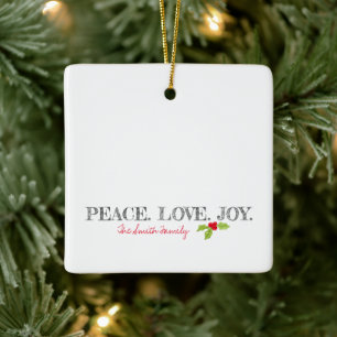 Kerst Vrede Liefde Vreugde Hulst Familie Naam FOTO Keramisch Ornament