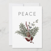 Kerst Vrede Rustieke Minimal Holly Greenery Feestdagenkaart (Voorkant)