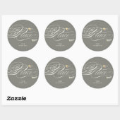 Kerst Vrede Script Calligrafie Blad Classic Ronde Sticker (Vel)