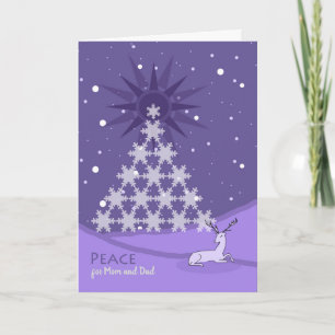 Kerst Vrede voor Mam en Pap, Violet gekleurd Kaart