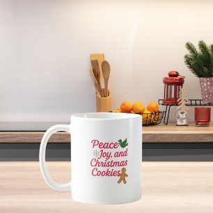 Kerst Vrede vreugde koekjes citaat rood Koffiemok
