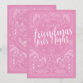 Kerst Vriendjes Meisjes Nacht Vrienden Roze Kerstm Kaart (Voorkant / Achterkant)