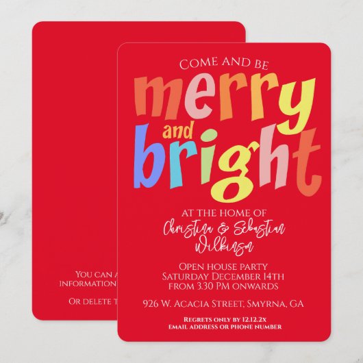 Kerst vrolijk en helder open huis feest kaart (Voorkant / Achterkant)