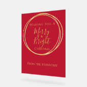 Kerst vrolijk en helder rood goud feest acryl bord (Hoek)