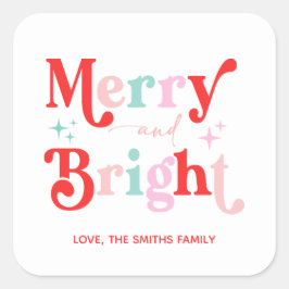 Kerst Vrolijk en Helder Roze Rood cadeau Sticker