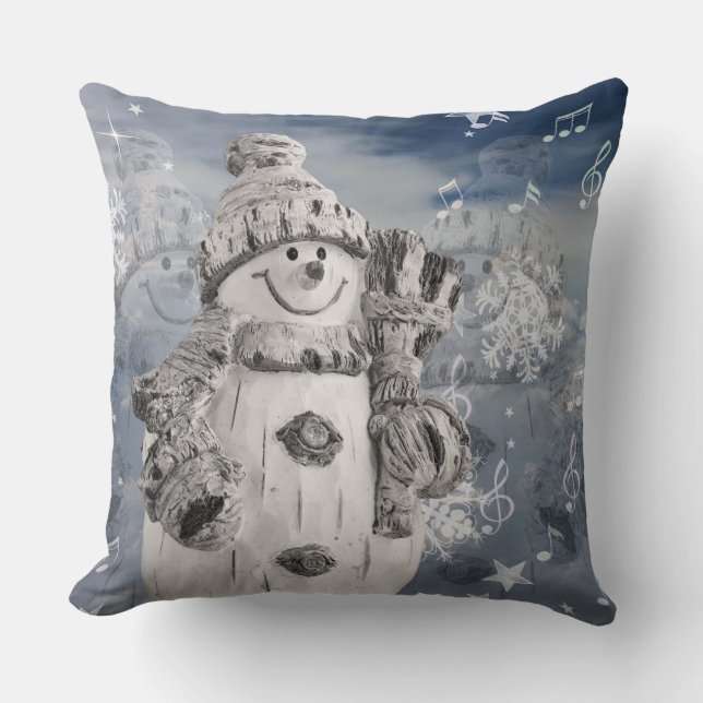 Kerst Vrolijk en wit sneeuw Man Sierkussen (Voorkant)