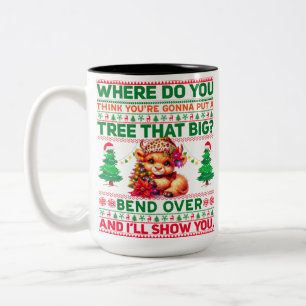 Kerst Vrolijk Kerstcadeau voor Highland Koe Tweekleurige Koffiemok