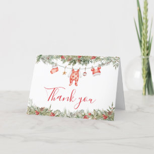Kerst Vrolijk klein Baby shower Bedankkaart