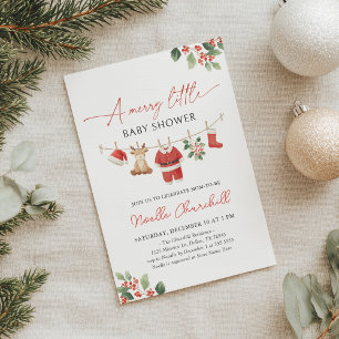 Kerst Vrolijk klein Baby shower Kaart