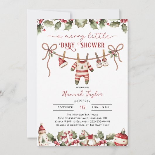 Kerst Vrolijk klein Baby shower Kaart (Voorkant)