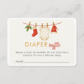 Kerst Vrolijk Klein Baby shower Luier Raffle Informatiekaartje (Voorkant)