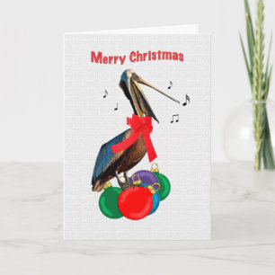 Kerst, vrolijk, pelikaan zingen feestdagen kaart