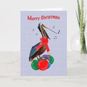Kerst, vrolijk, pelikaan zingen feestdagen kaart
