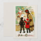 Kerst  Vrouw & kinderen etalage winkelen Feestdagenkaart (Voorkant / Achterkant)