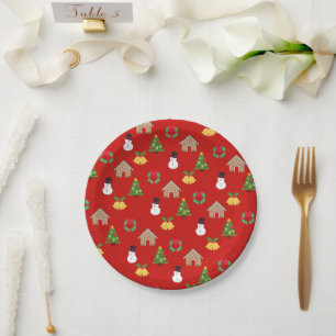 Kerst wallpaper patroon achtergrond geschenken roo papieren bordje