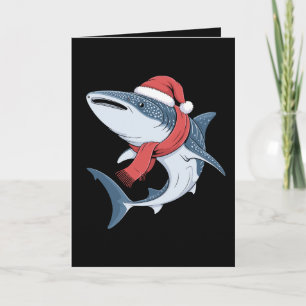 Kerst Walvishaak Santa Hoed Sjaal Oceaan Vis Kaart