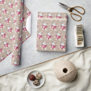 Kerst warm cacao en koekjes waterverf cadeaupapier