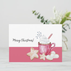 Kerst Warm Cacao En Koekjes Waterverf Kaart