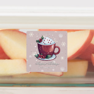 Kerst Warm Chocolademelk Roze Roze Bakken Labels