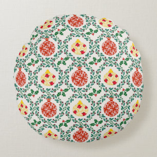 Kerst Warmte Bloemen Ronde Kussen