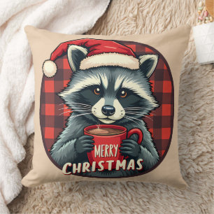 Kerst Wasbeer Cacaocheer Kussen