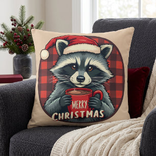 Kerst Wasbeer Cacaocheer Kussen