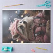 Kerst wasbeer roze jas R.Facing Decoupage Tissuepapier (Craft)