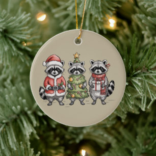 Kerst Wasberen Bos Trio Kerstman Boom Dier Keramisch Ornament