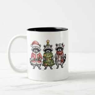 Kerst Wasberen Bos Trio Kerstman Boom Dier Tweekleurige Koffiemok