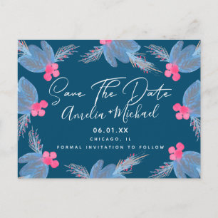 Kerst Watercolor Bes Save the Date Briefkaart