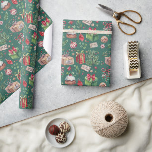 Kerst Watercolor Decoratie Patroon Vakantie Cadeaupapier