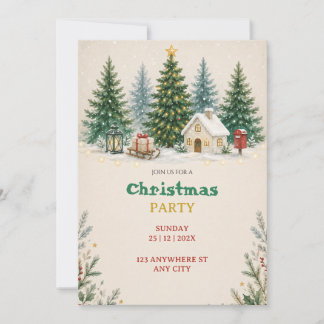 Kerst Watercolor Feest Uitnodiging