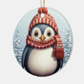 Kerst waterverf bericht toevoegen pinguïn keramisch ornament (Links)