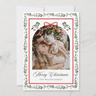 Kerst Waterverf Bloem Boog Foto Collage Kaart