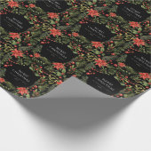 Kerst Waterverf Bloemengroen Botanisch Cadeaupapier (Hoek)