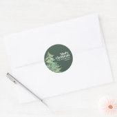 Kerst waterverf bos ronde sticker (Envelop)