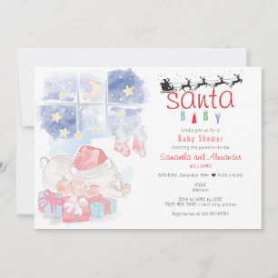 Kerst Waterverf Celestial Santa Baby shower Kaart