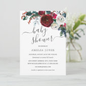 Kerst Waterverf Floral Baby shower Kaart (Staand voorkant)