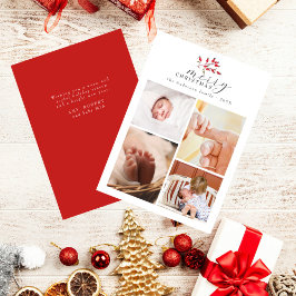 Kerst Waterverf Floral Chic 4 Fotocollage Feestdagenkaart