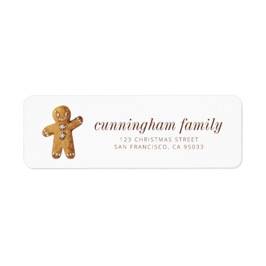 Kerst Waterverf Gingerbread Man Etiket (Voorkant)