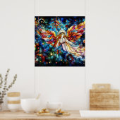 Kerst Waterverf Glas in lood Poster (Keuken)