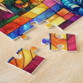 Kerst Waterverf Glas in lood puzzel (Zijkant)