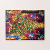 Kerst Waterverf Glas in lood puzzel Legpuzzel (Horizontaal)