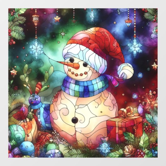 Kerst Waterverf Glas in lood Venster Cling Raamsticker (Vel)