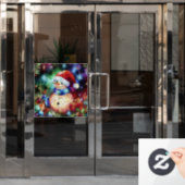 Kerst Waterverf Glas in lood Venster Cling Raamsticker (Kantoordeur)