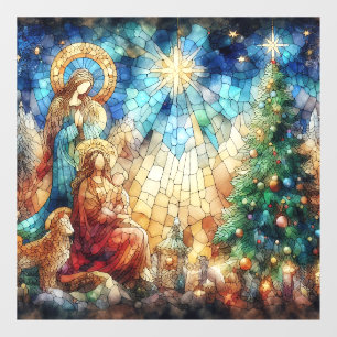 Kerst Waterverf Glas in lood Venster Cling Raamsticker